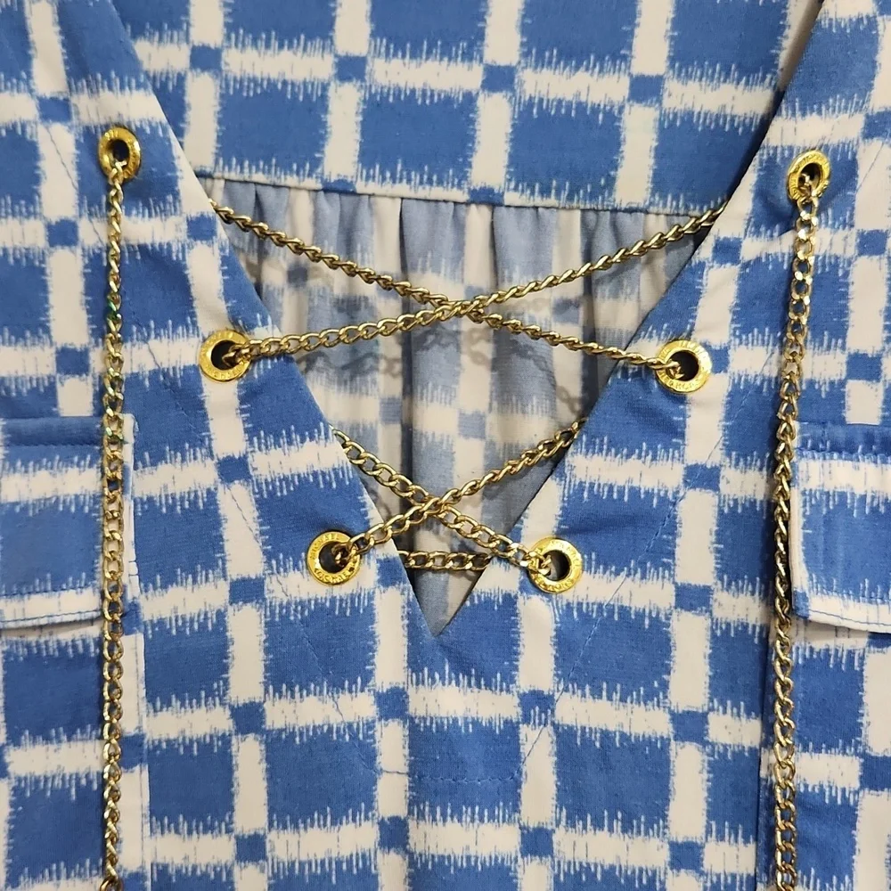 Michael Kors XS Blue Golden Chain Dress